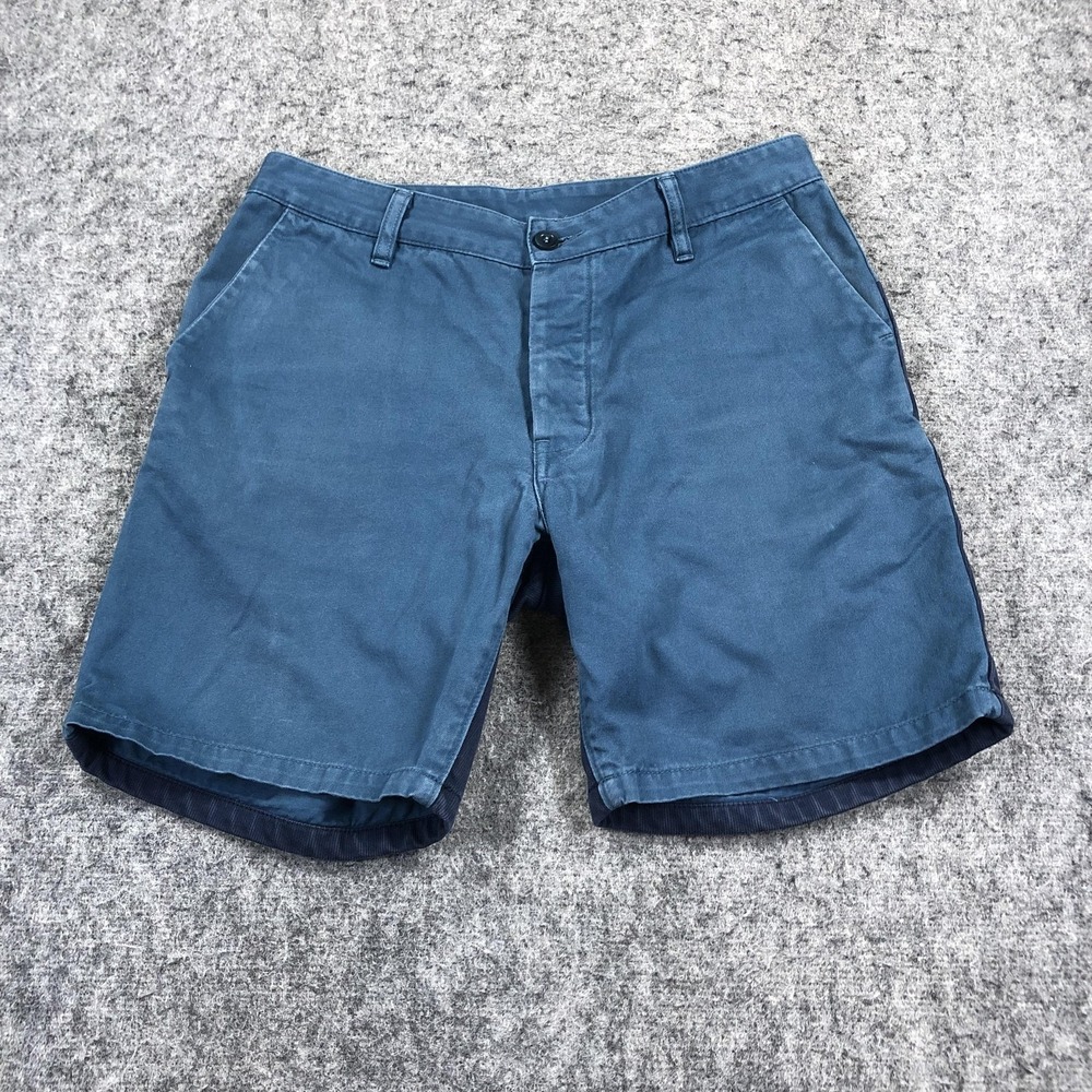 Askov Finlayson Vermilion Shorts Mens 34 Blue Chino Made USA Casual Summer